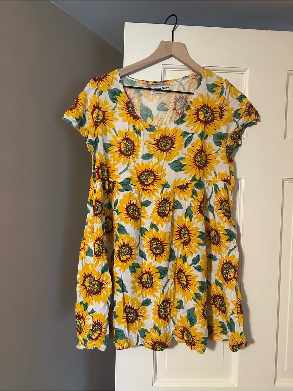 Vintage American Apparel Yellow Sunflower Mini Dress